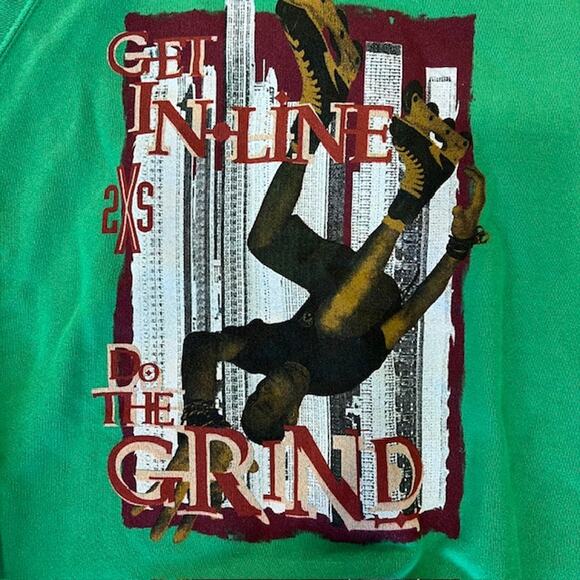 VTG NOS Jerzeez Skater Graphic Print Crewneck Sweatshirt Youth XL Green USA - Picture 3 of 8